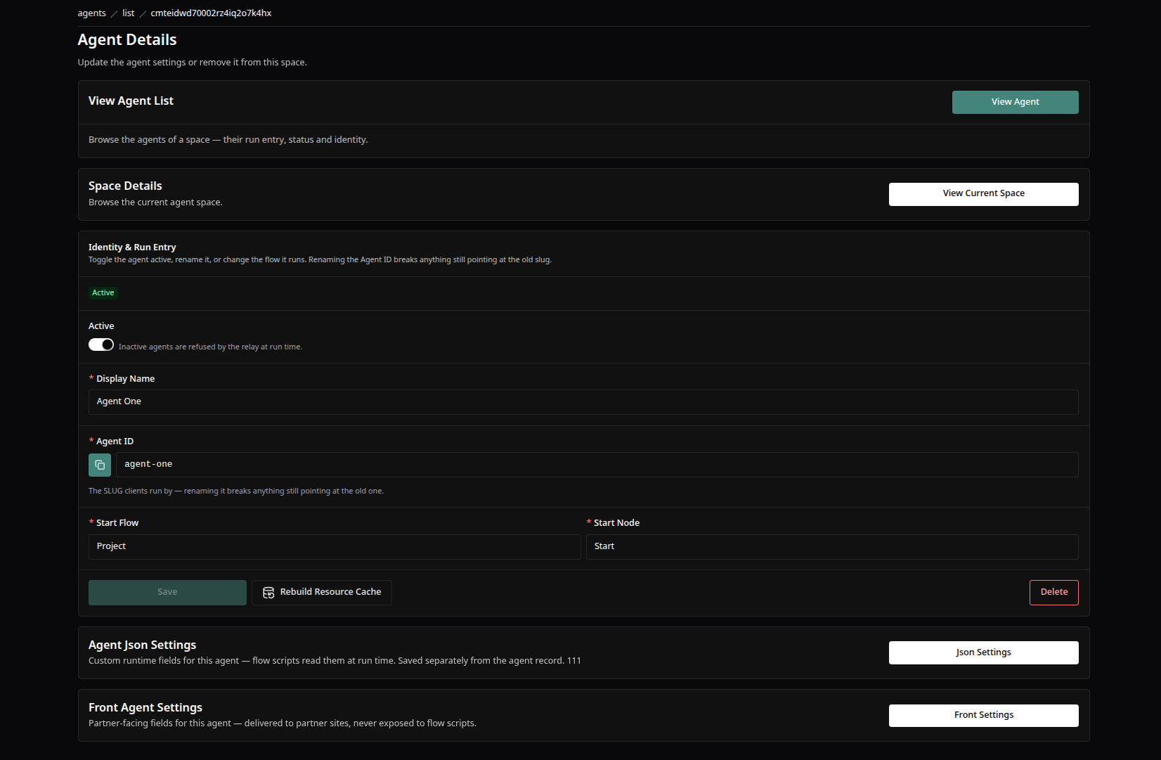 Agent detail page