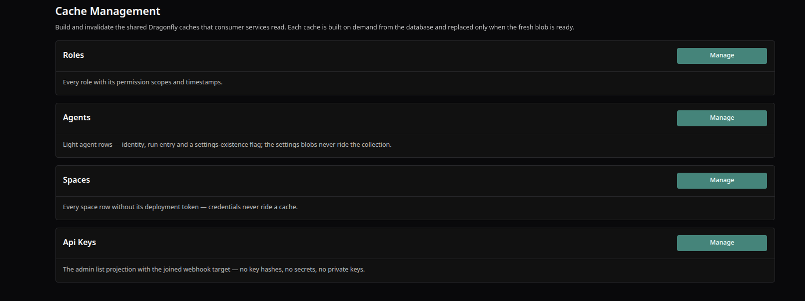 Cache management page