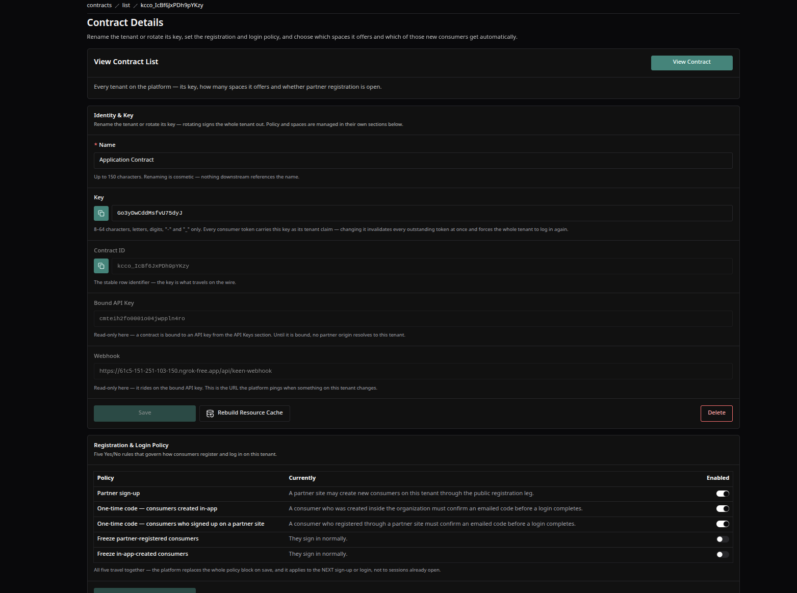 Consumer contract detail page